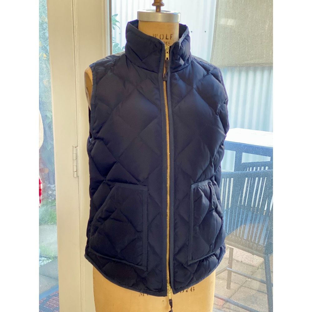 J. Crew Navy Blue Quilted Full Zip 60% Down Puffer Vest Size S